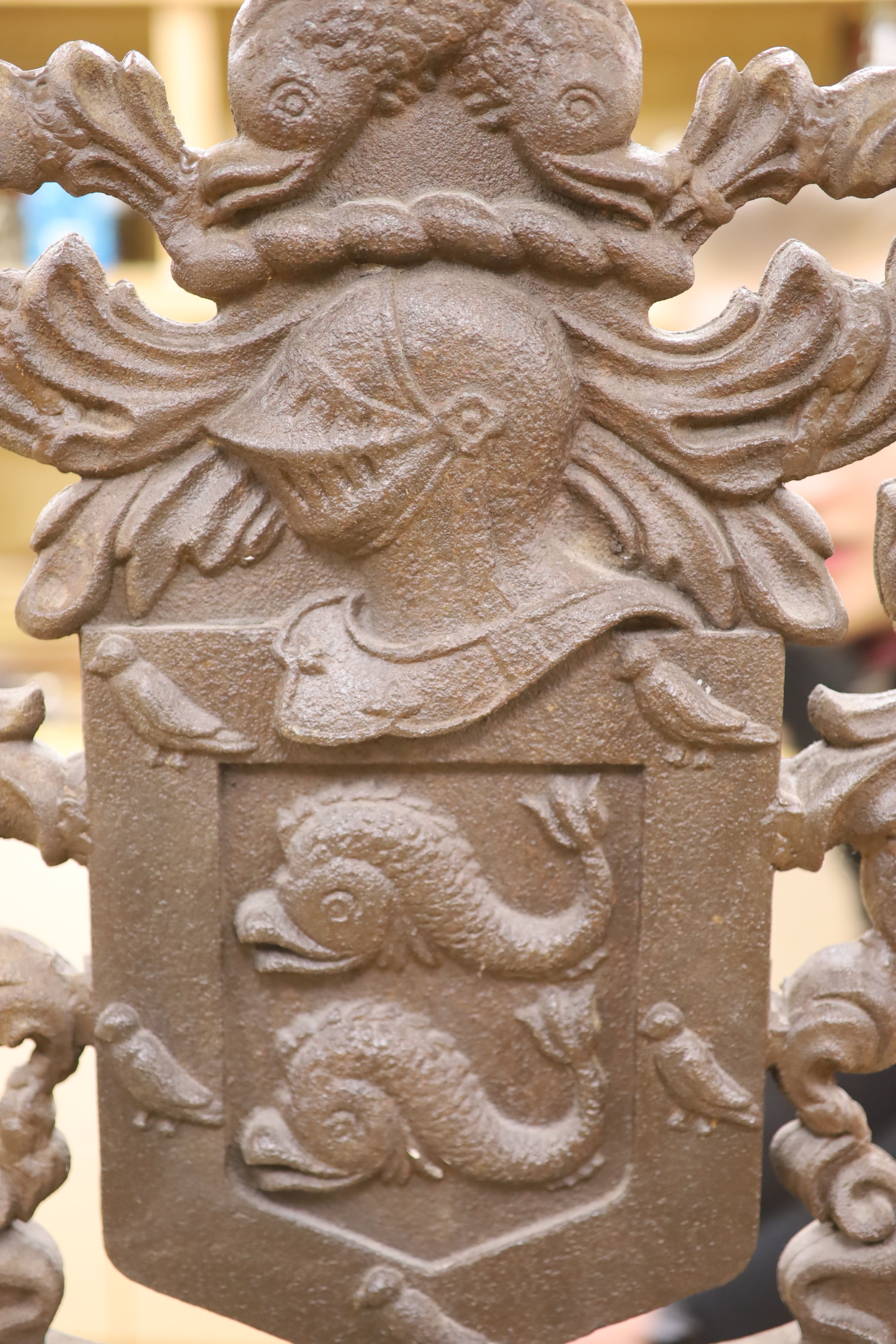 A cast iron armorial crest, height 70cm
